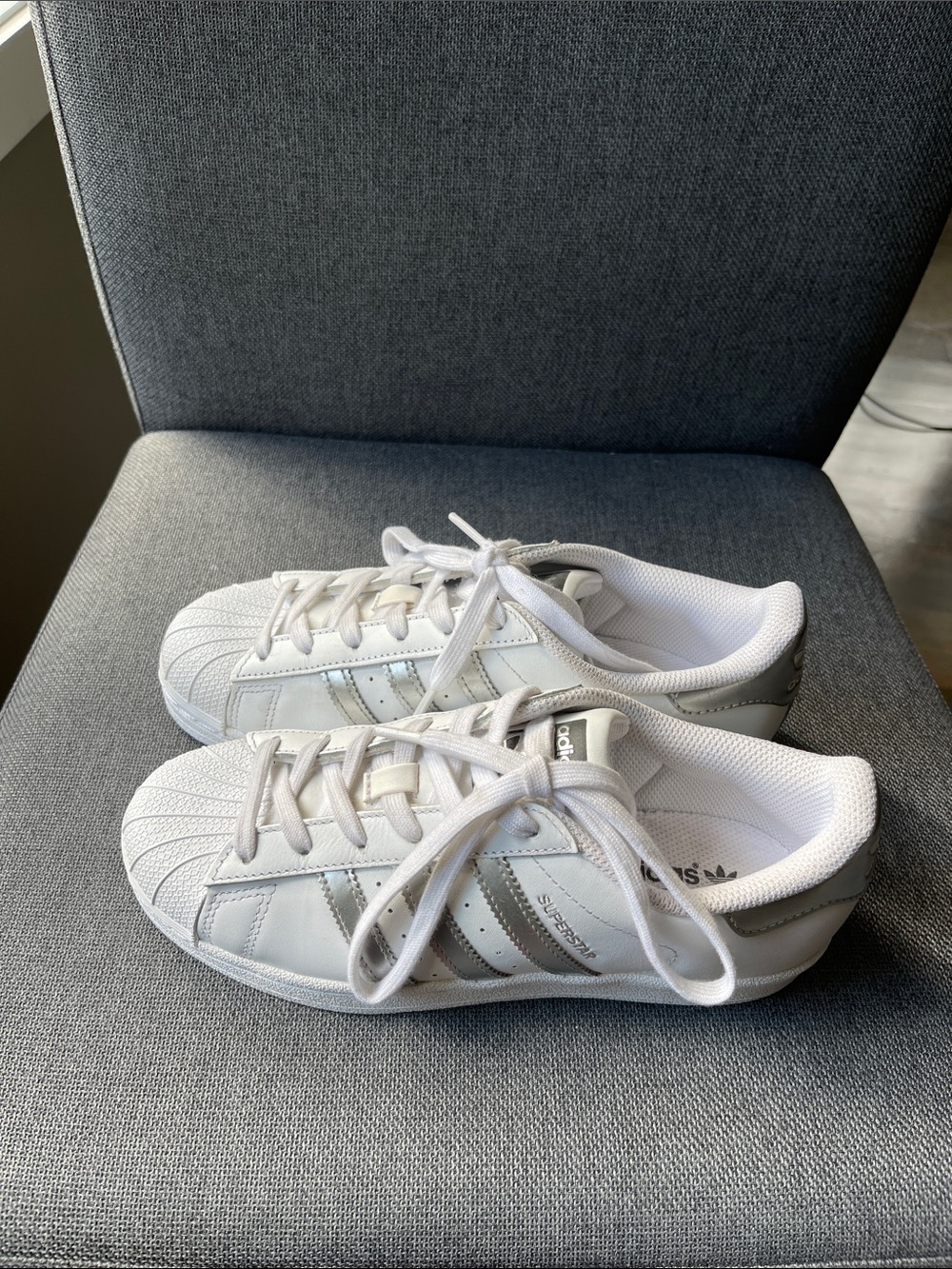 adidas Superstar II metallic-stripe sneakers